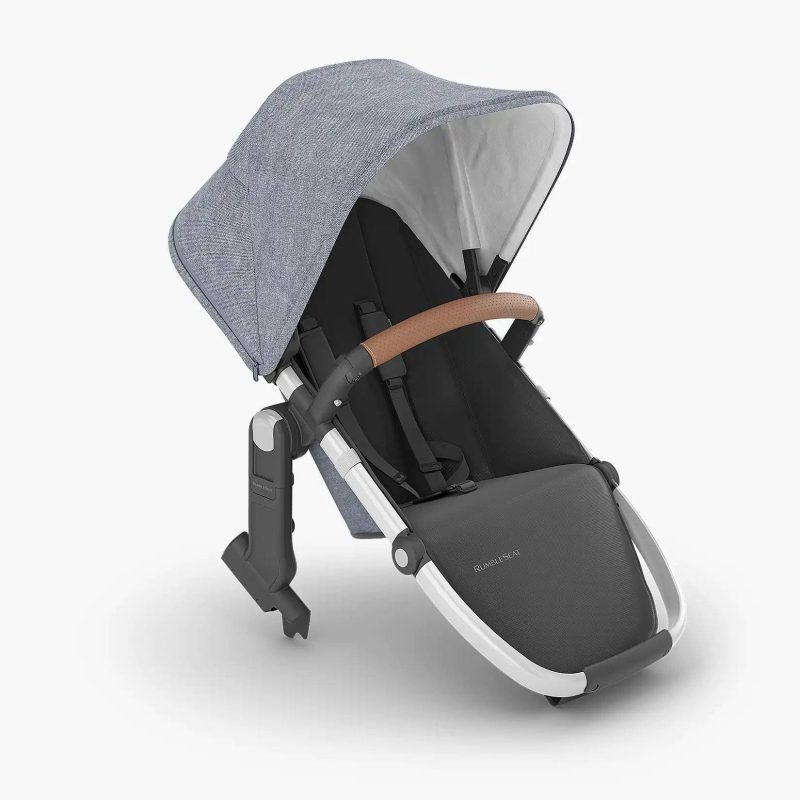 UPPAbaby RumbleSeat V2+ - Gregory (Blue Melange / Silver Frame / Saddle Leather) - Traveling Tikes