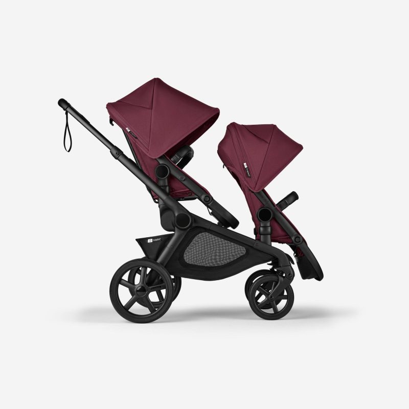 Bugaboo Kangaroo 2 in 1 tandem stroller black chassis dark cherry red fabrics dark cherry red sun canopy x PV007385 01 213b5786 11fd 40b2 86ad e50ab3a42441