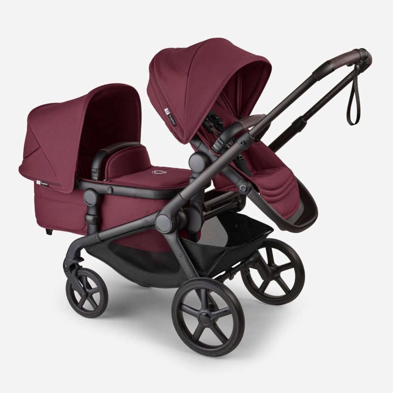 Bugaboo Kangaroo 2 in 1 tandem stroller black chassis dark cherry red fabrics dark cherry red sun canopy x PV007385 03 fd5b2074 9cea 4bc1 a2b6 f7a3acd3cbdf