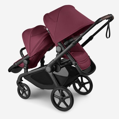 Bugaboo Kangaroo 2 in 1 tandem stroller black chassis dark cherry red fabrics dark cherry red sun canopy x PV007385 05 d6bc8880 7b3d 4e34 af43 3e19e32882e0