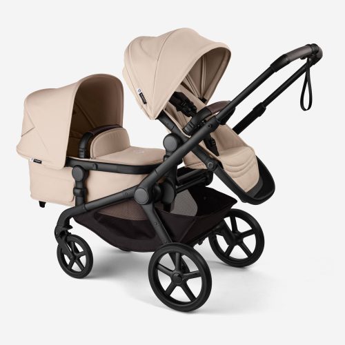 Bugaboo Kangaroo 2 in 1 tandem stroller black chassis desert taupe fabrics desert taupe sun canopy x PV007394 03 9c6febe7 bf47 43ad ae3f 1a6403f58759