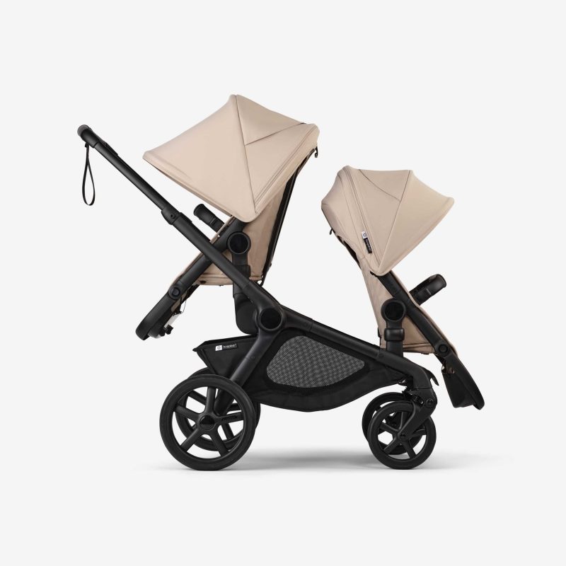 Bugaboo Kangaroo 2 in 1 tandem stroller black chassis desert taupe fabrics desert taupe sun canopy x PV007394 04 b497ea61 360e 4234 9ffd bafdb25d69fc