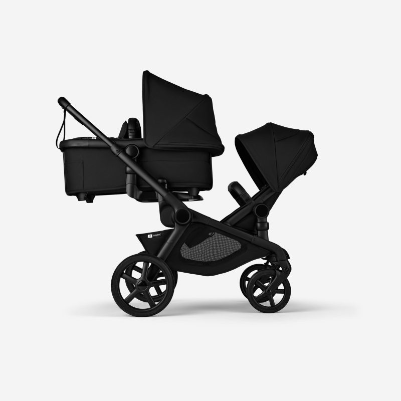 Bugaboo Kangaroo 2 in 1 tandem stroller black chassis midnight black fabrics midnight black sun canopy x PV007393 02 d21a24b3 33d3 473f 9561 3e07348590de