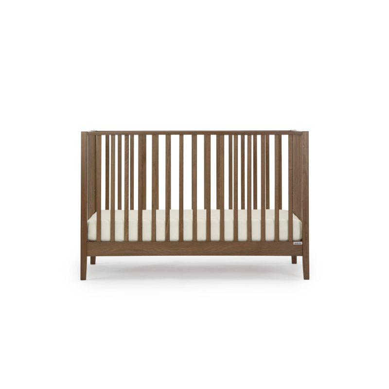 Lala Crib Walnut Front Silo Mattress p01