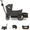 Veer Cruiser (2 Seater) Stroller Wagon + Canopy + Basket Bundle - Grey / Grey - Traveling Tikes