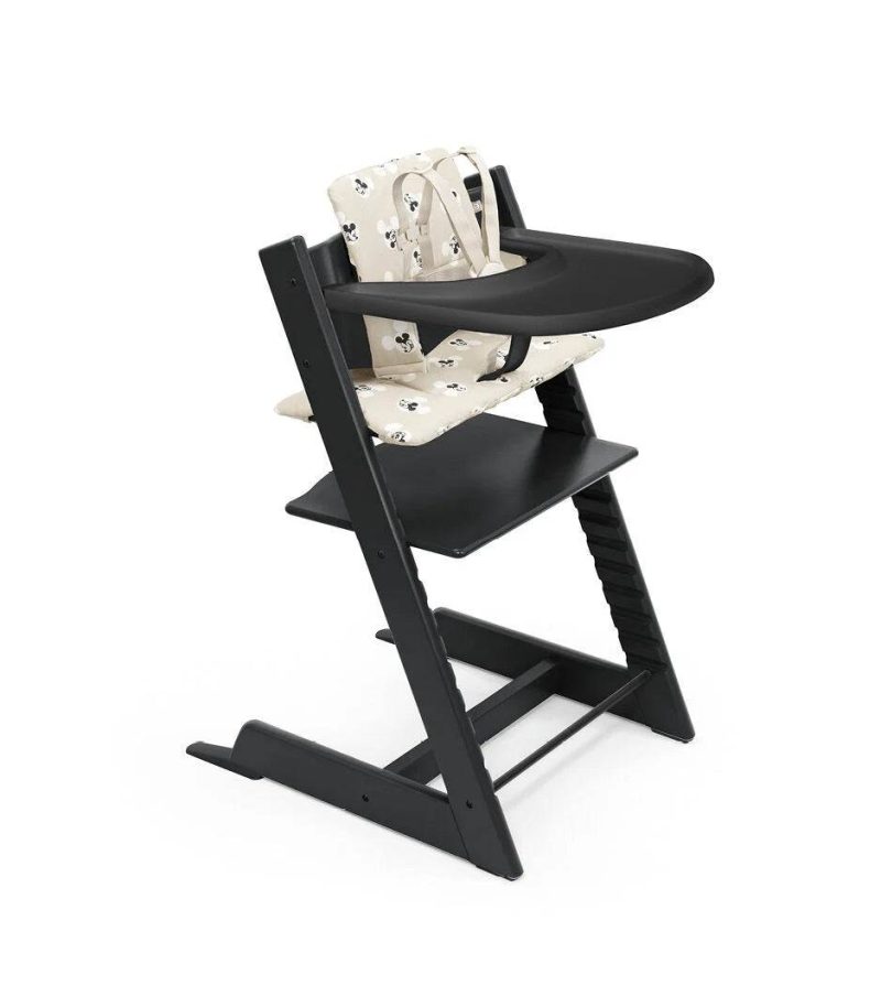 Tripp Trapp High Chair2 and Cushion with Stokke Tray - Black / Mickey Signature - Traveling Tikes