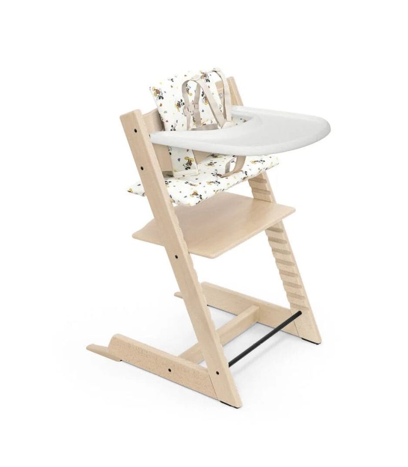 Tripp Trapp High Chair2 and Cushion with Stokke Tray - Natural / Mickey Celebration - Traveling Tikes