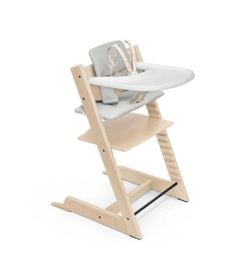 Tripp Trapp High Chair2 and Cushion with Stokke Tray - Natural / Nordic Grey - Traveling Tikes