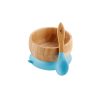 Avanchy Bamboo Stay Put Suction Baby Bowl + Spoon - Blue - Traveling Tikes