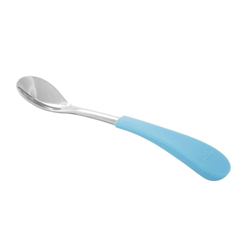 avanchy stainless steel infant spoons 2 pack younger babies blue traveling tikes