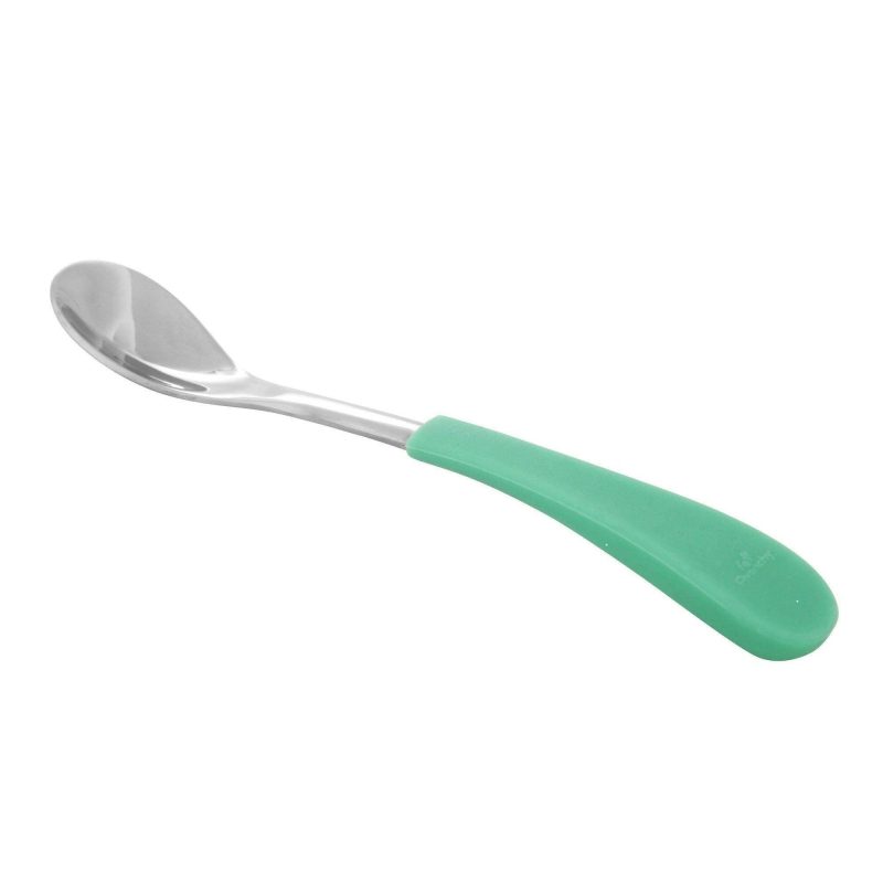 avanchy stainless steel infant spoons 2 pack younger babies green traveling tikes