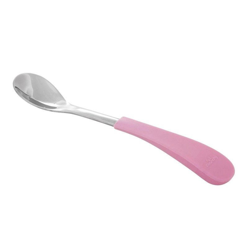 avanchy stainless steel infant spoons 2 pack younger babies pink traveling tikes