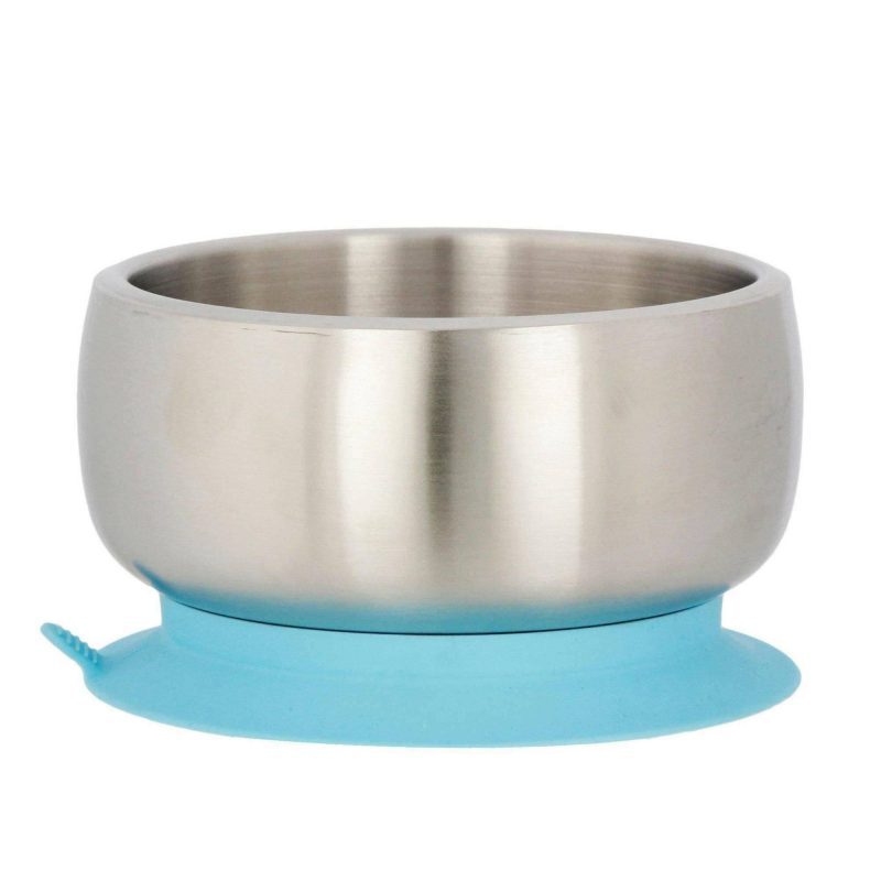 avanchy stainless steel suction baby bowl air tight lid blue traveling tikes 2