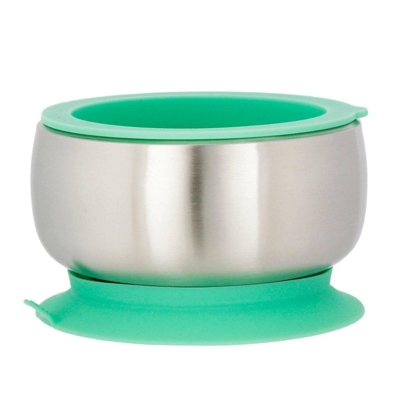 avanchy stainless steel suction baby bowl air tight lid green traveling tikes 1