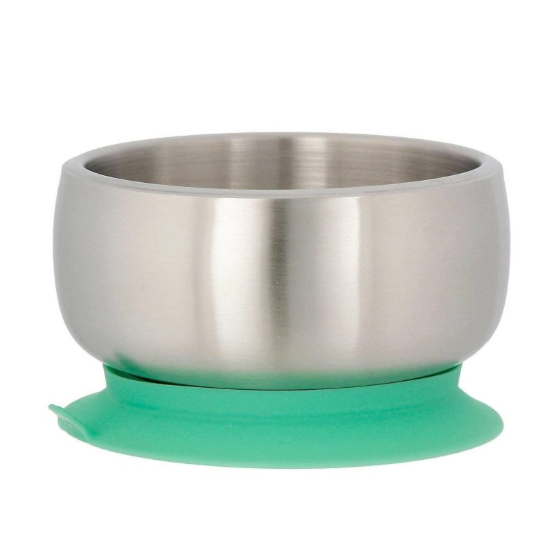 avanchy stainless steel suction baby bowl air tight lid green traveling tikes 2