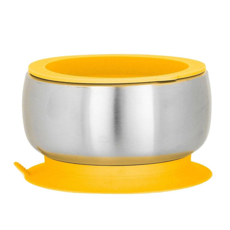 avanchy stainless steel suction baby bowl air tight lid yellow traveling tikes