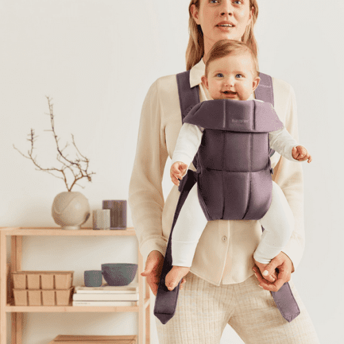 baby bjorn baby carrier mini cotton purple traveling tikes 3