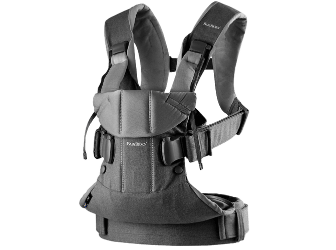 Baby Bjorn Baby Carrier One - Denim Gray/Dark Gray Cotton Mix - Traveling Tikes