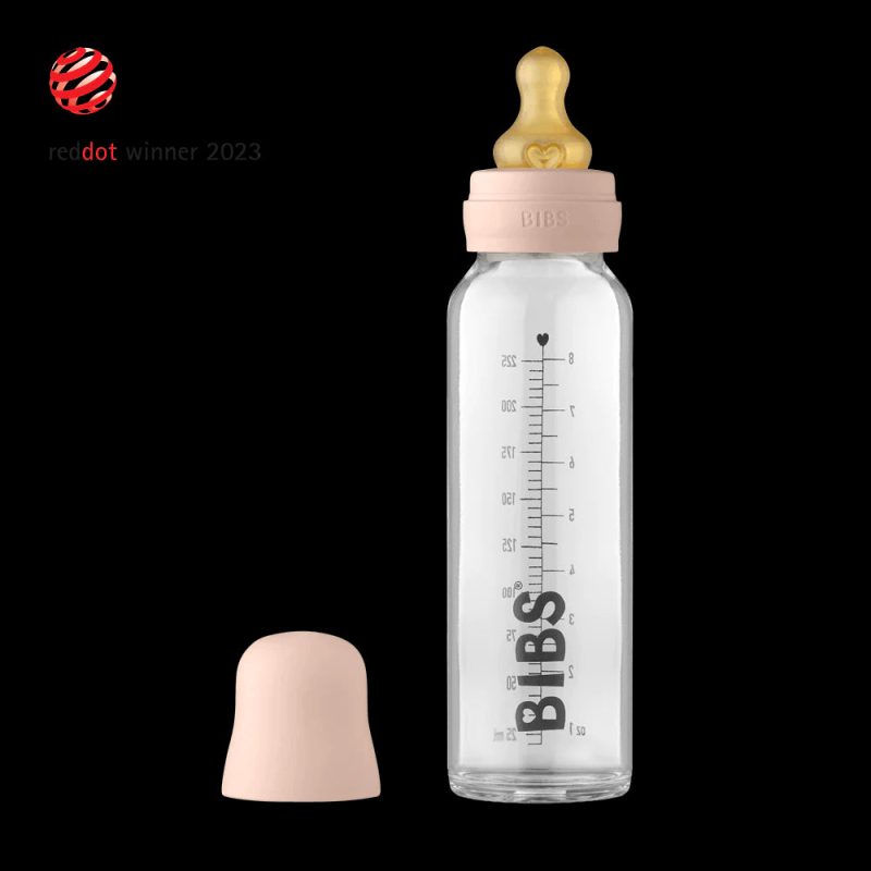 baby glass bottle complete set 225ml blush traveling tikes 1