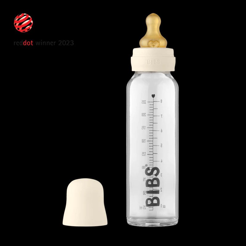 baby glass bottle complete set 225ml ivory traveling tikes 1