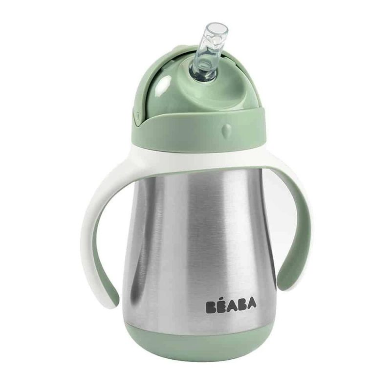 beaba stainless steel straw sippy cup sage traveling tikes 1