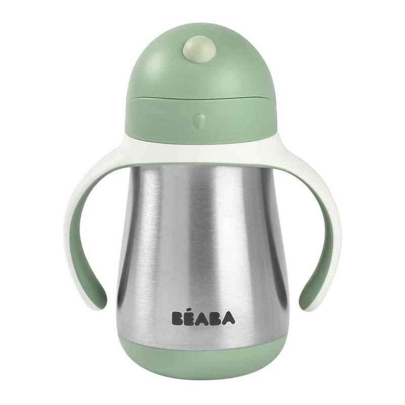 beaba stainless steel straw sippy cup sage traveling tikes 2