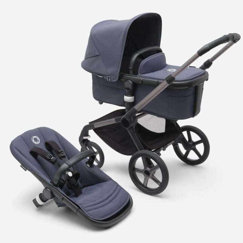 bugaboo fox5 stormy blue sun canopy stormy blue fabrics graphite chassis traveling tikes 1