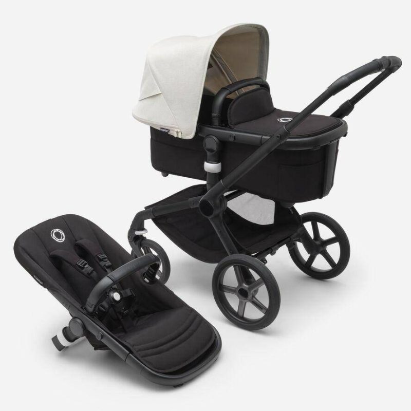 Bugaboo Fox5 Stroller - Misty White Sun Canopy, Midnight Black Fabrics, Black Chassis - Traveling Tikes