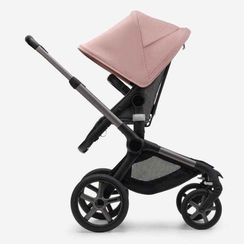 bugaboo fox5 stroller morning pink sun canopy grey melange fabrics graphite chassis traveling tikes 3