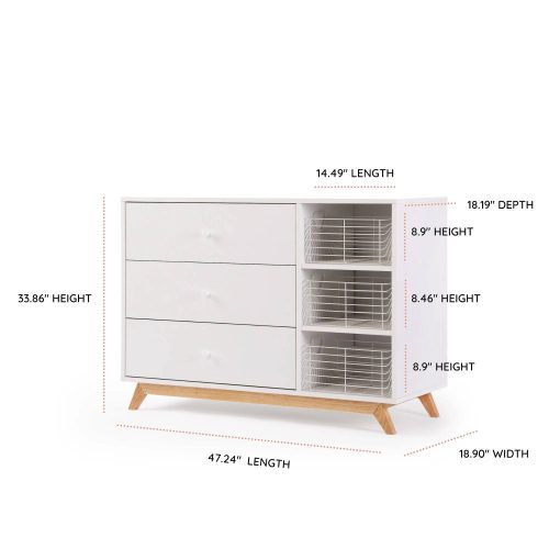 central park 3 drawer two shelf nursery dresser dresser white natural 612327