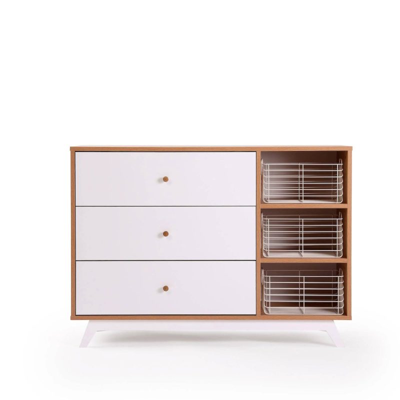 central park 3 drawer two shelf nursery dresser dresser white red oak 163523