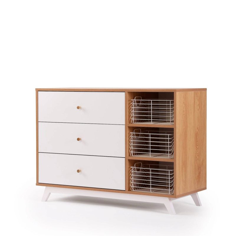 central park 3 drawer two shelf nursery dresser dresser white red oak 544960