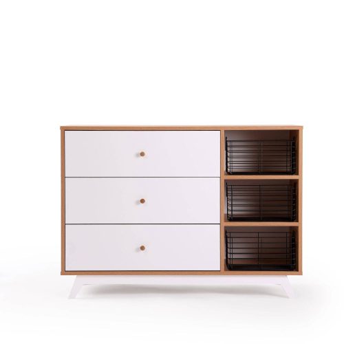 central park 3 drawer two shelf nursery dresser dresser white red oak 738138