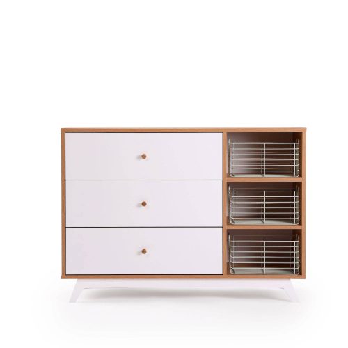 central park 3 drawer two shelf nursery dresser dresser white red oak 918946