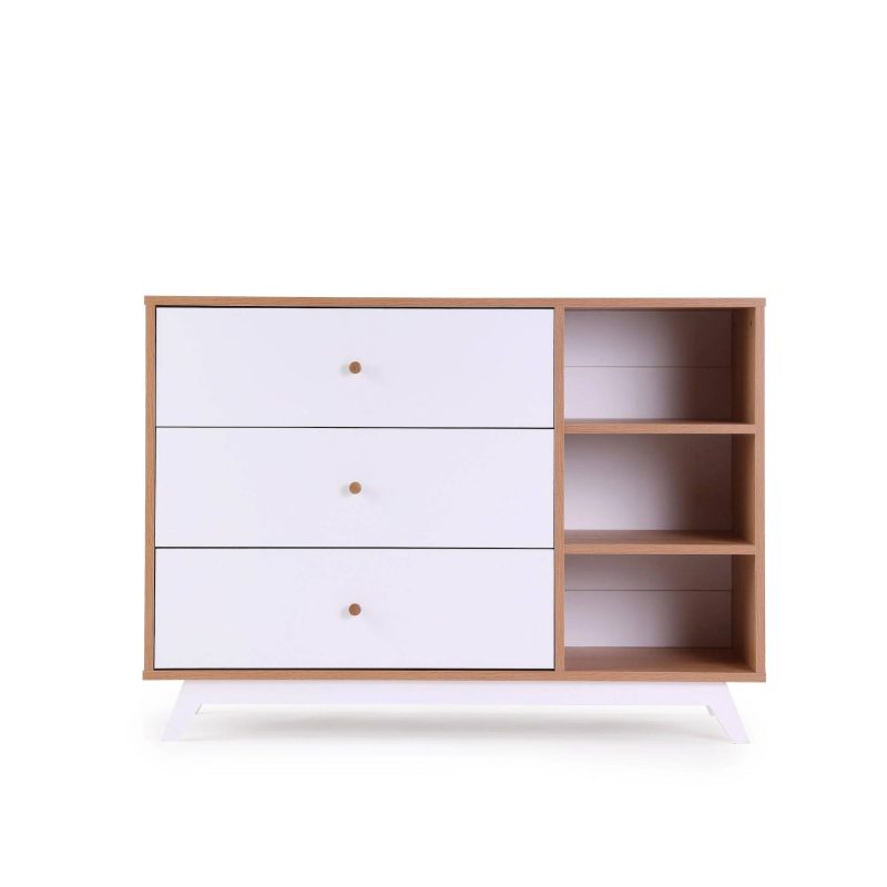 central park 3 drawer two shelf nursery dresser dresser white red oak 972136