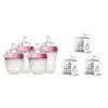 Comotomo 7-Piece Baby Bottle Gift Set in Pink - Traveling Tikes