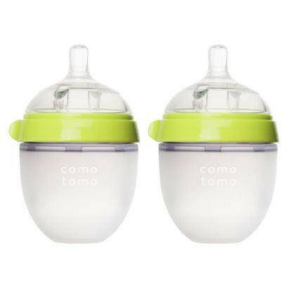 Comotomo Silicone Bottle 5-Oz (2 Pack)- Green - Traveling Tikes