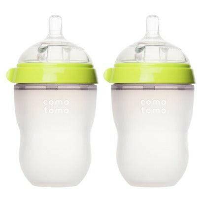 Comotomo Silicone Bottle 8-Oz (2 Pack)- Green - Traveling Tikes