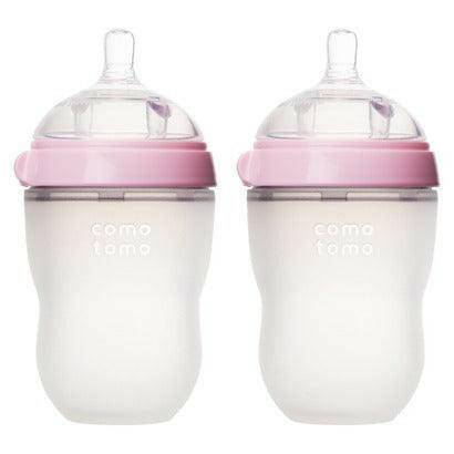 Comotomo Silicone Bottle 8-Oz (2 Pack)- Pink - Traveling Tikes