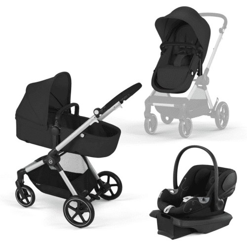 Cybex EOS Travel System - Moon Black (Silver Frame) - Traveling Tikes