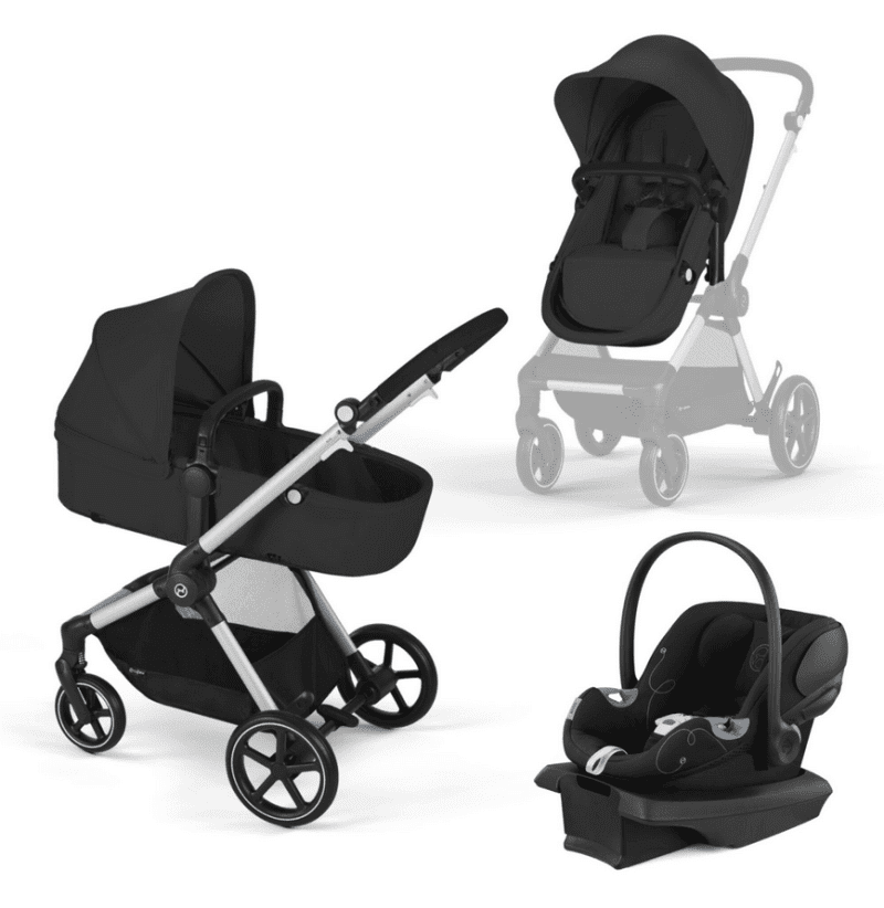 Cybex EOS Travel System - Moon Black (Silver Frame) - Traveling Tikes