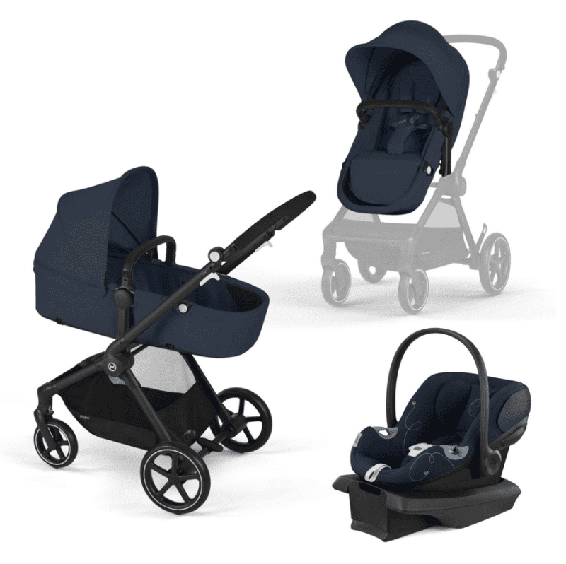 Cybex EOS Travel System - Ocean Blue (Black Frame) - Traveling Tikes