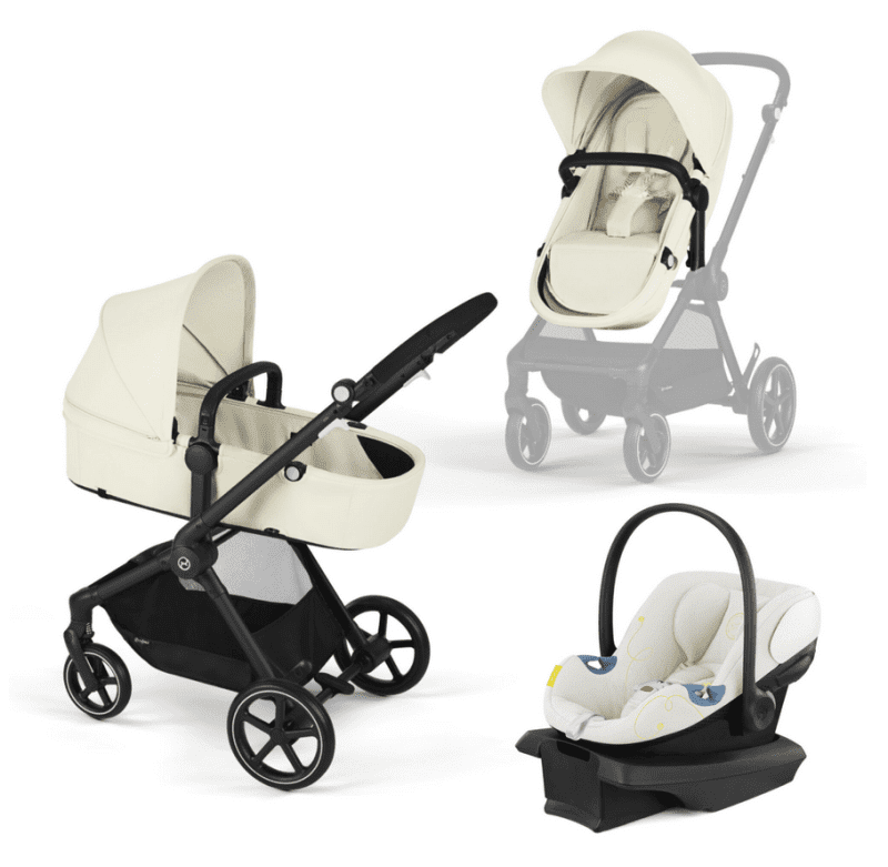 Cybex EOS Travel System - Seashell Beige (Black Frame) - Traveling Tikes