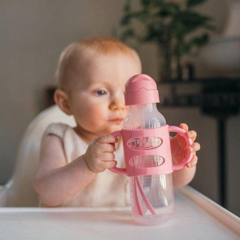 dr brown s milestones sippy straw bottle with silicone handles 8 oz pink traveling tikes 2