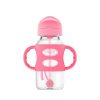 Dr. Brown’s Milestonesv Wide-Neck Sippy Straw Bottle with Silicone Handles, 9 oz - Pink - Traveling Tikes