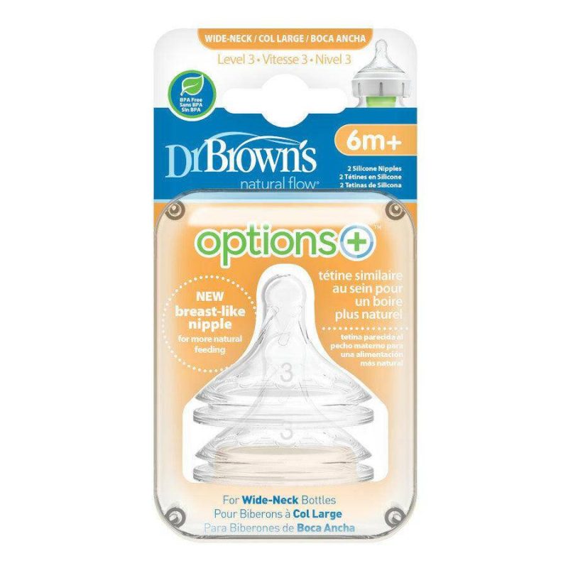 dr brown s options wide neck baby bottle nipple level 3 6m med flow traveling tikes 1