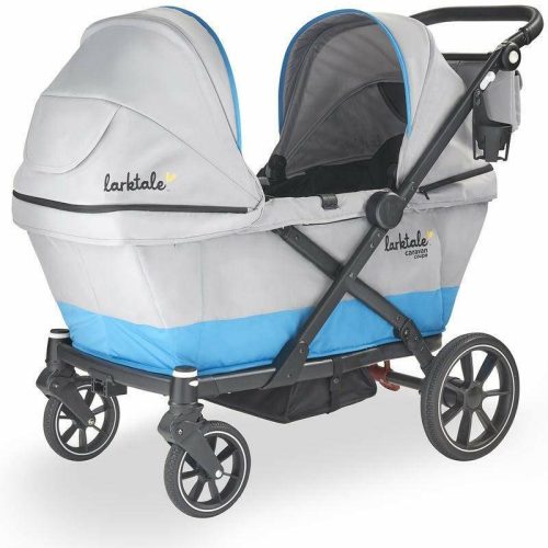 Larktale Caravan Coupe (2 Seater) Stroller Wagon - Gray/Blue - Traveling Tikes