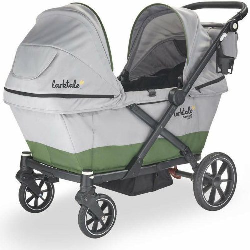 Larktale Caravan Coupe (2 Seater) Stroller Wagon - Gray/Green - Traveling Tikes