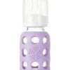 Life Factory 4 oz Glass Baby Bottle with Silicone Sleeve (lilac) - Traveling Tikes