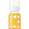 Life Factory 4 oz Glass Baby Bottle with Silicone Sleeve (yellow) - Traveling Tikes